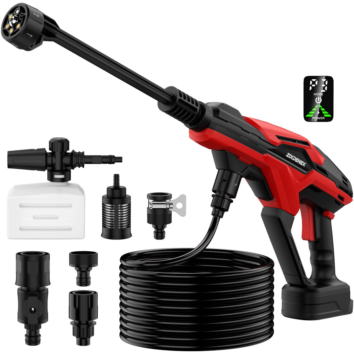 ZixDeNex cordless pressure washer compatible with Milwaukee batteries for on-site cleaning