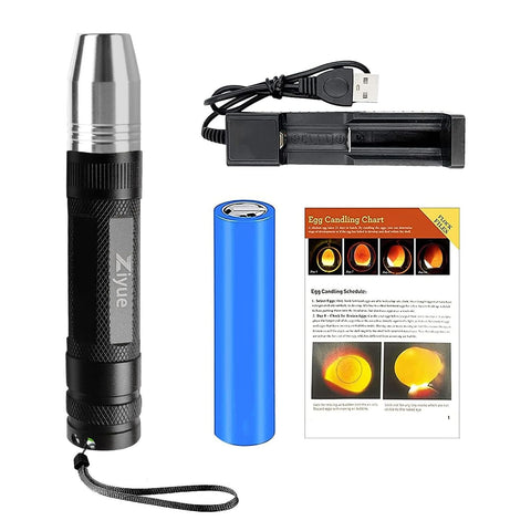Ziyue egg candler handheld light reveals embryo interior for quick candling.