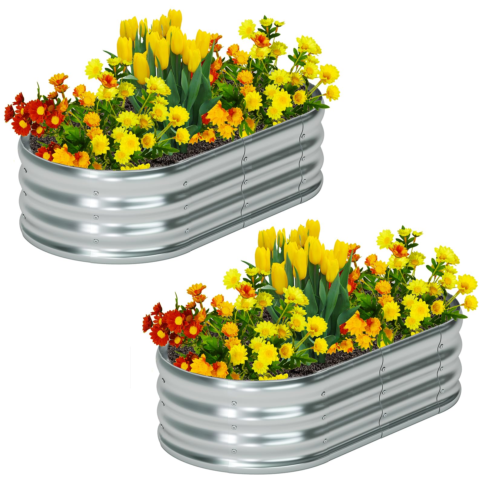 Zizin oval galvanized raised bed kit ready for quick assembly in compact spaces