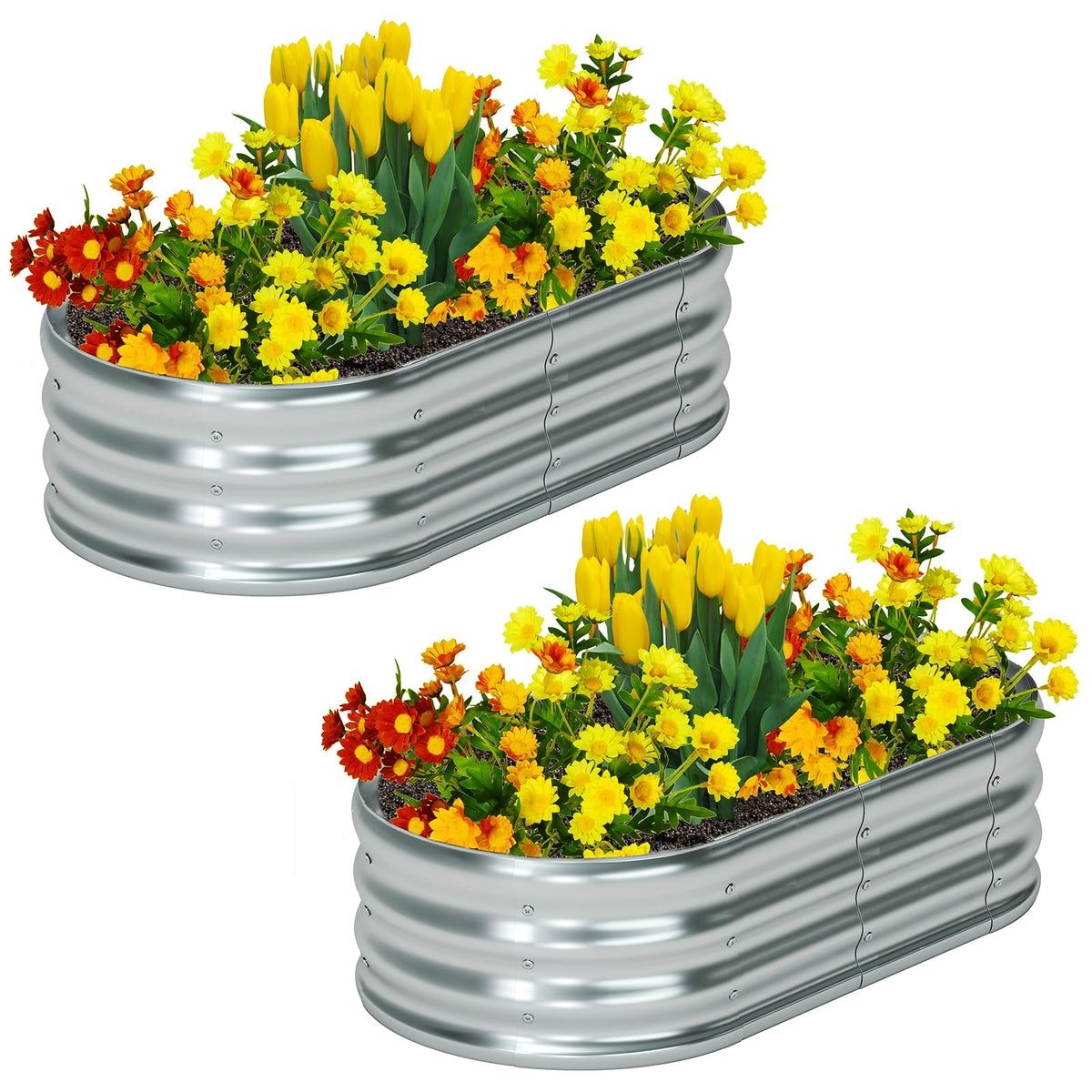 Zizin oval galvanized raised bed kit ready for quick assembly in compact spaces