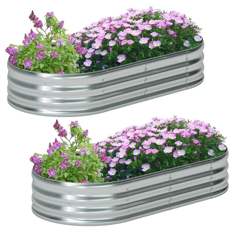 Zizin oval galvanized raised bed two-pack for spacious vegetable planting.