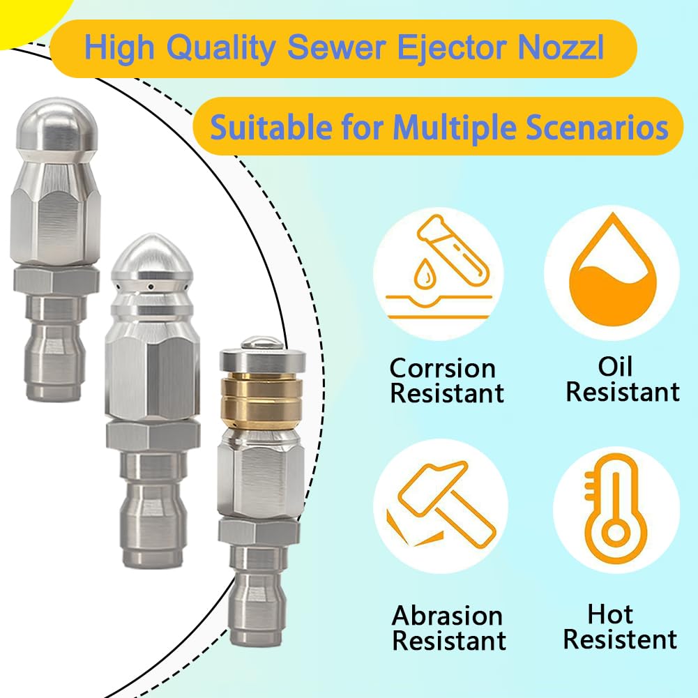 Zizlurnar pipe cleaning nozzle attached to a pressure washer for drains