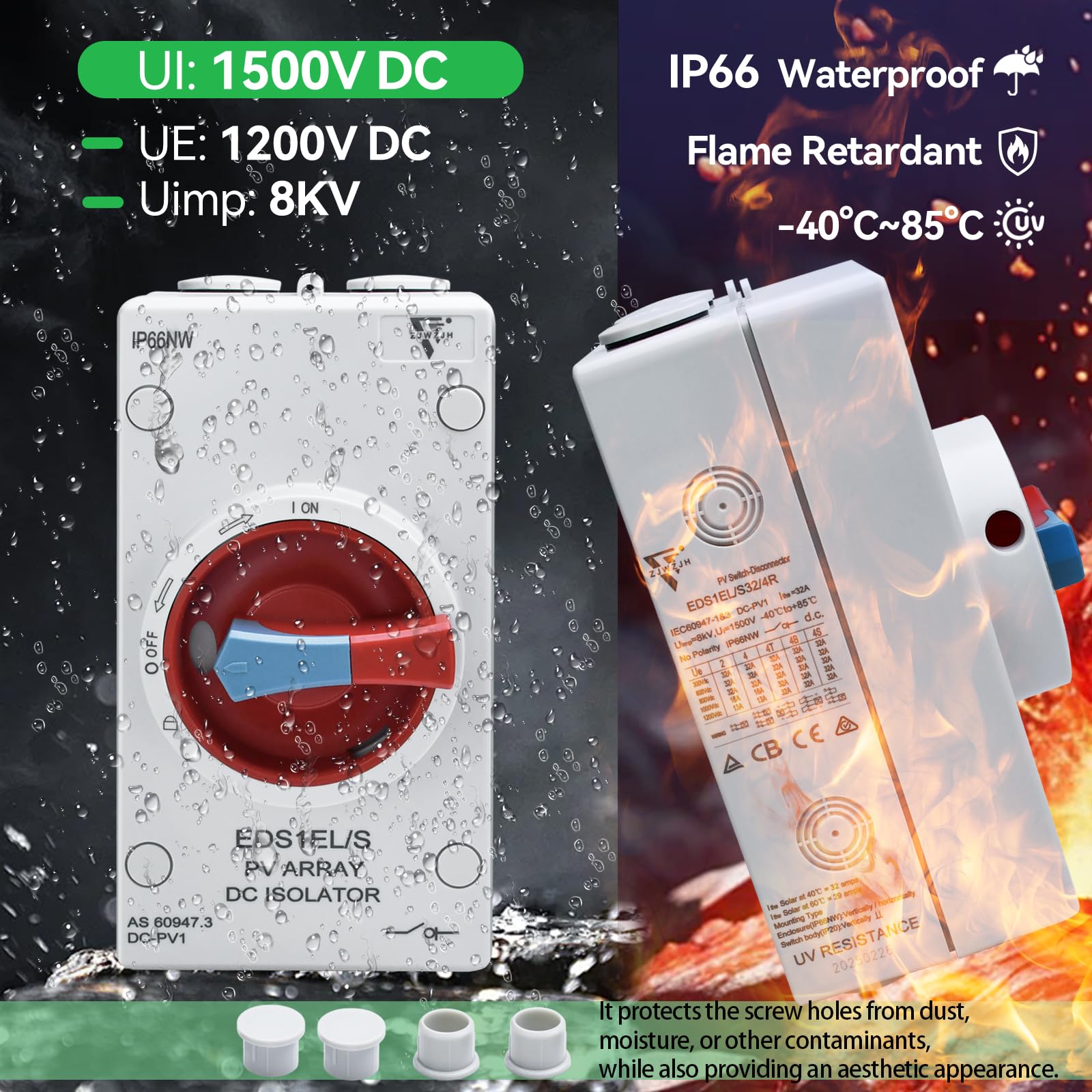 ZJWZJH DC1500V isolator ideal for safe PV system maintenance.
