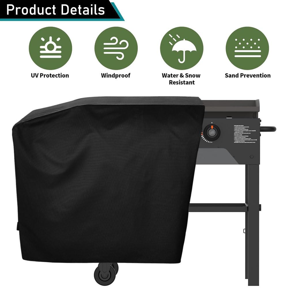 ZJYWSCH cover for Blackstone 28-inch griddle stays secure with Velcro straps.