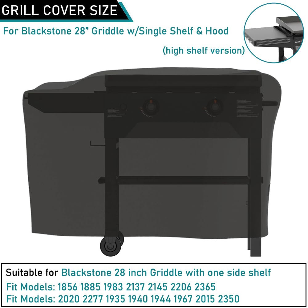 ZJYWSCH cover shields Blackstone 28-inch griddle hood area from UV rays.