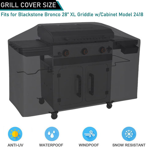 ZJYWSCH hood-compatible cover shields the 28XL griddle from rain.