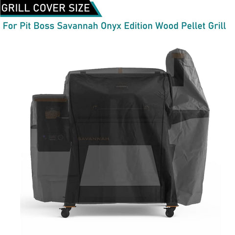 ZJYWSCH Pit Boss Savannah Onyx Edition cover, side view, durable waterproof protection.