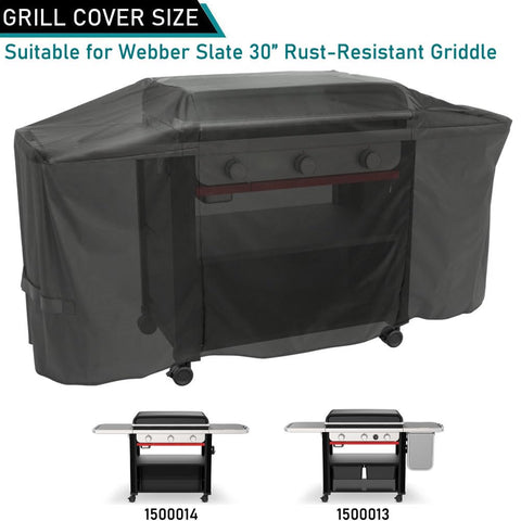 ZJYWSCH Weber Slate 30 cover closeup shows double stitching for durability and weather resistance