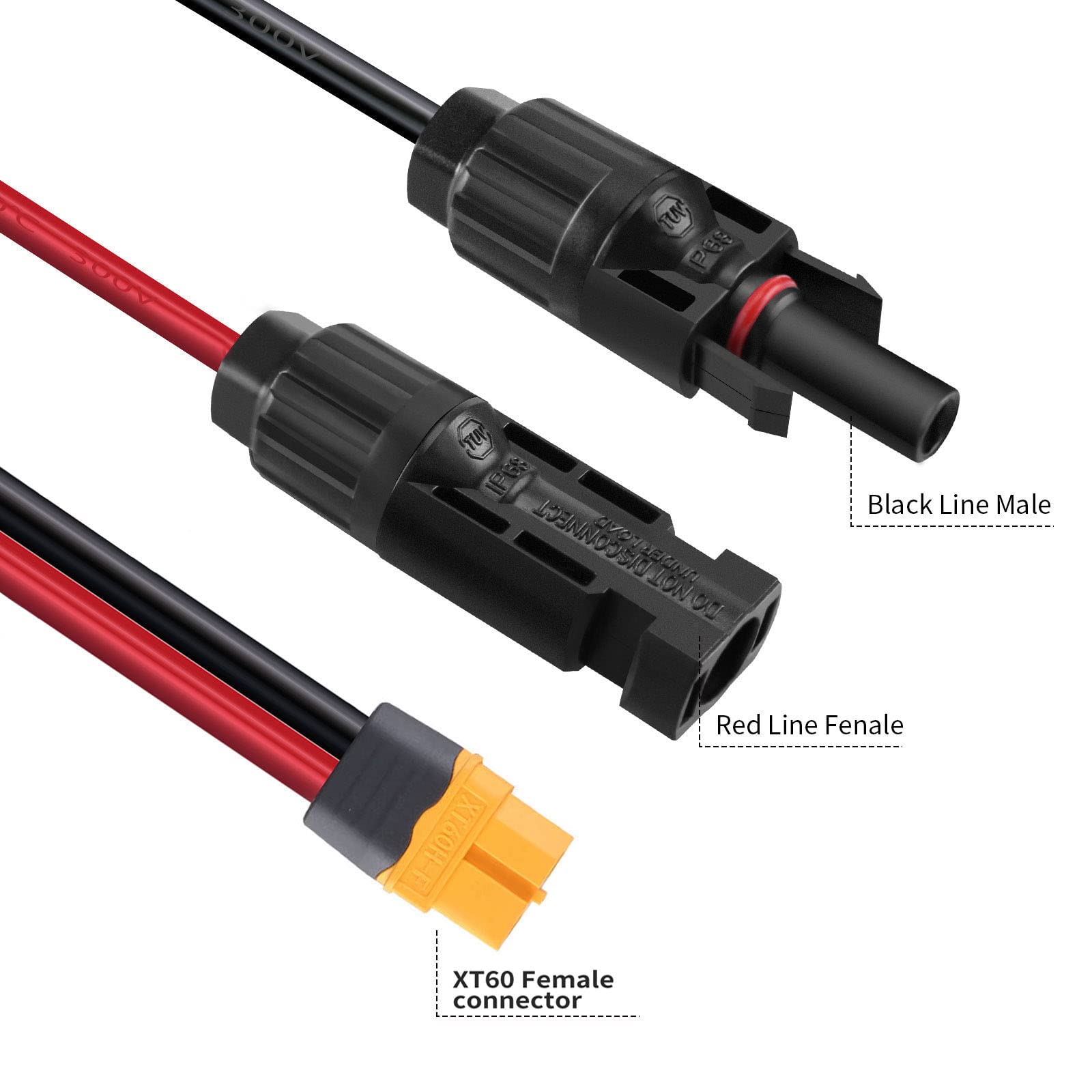 12AWG heavy-duty cable provides durable power transmission for solar setups