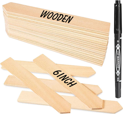 Zkptops 6-inch wooden plant label close-up for outdoor labeling.