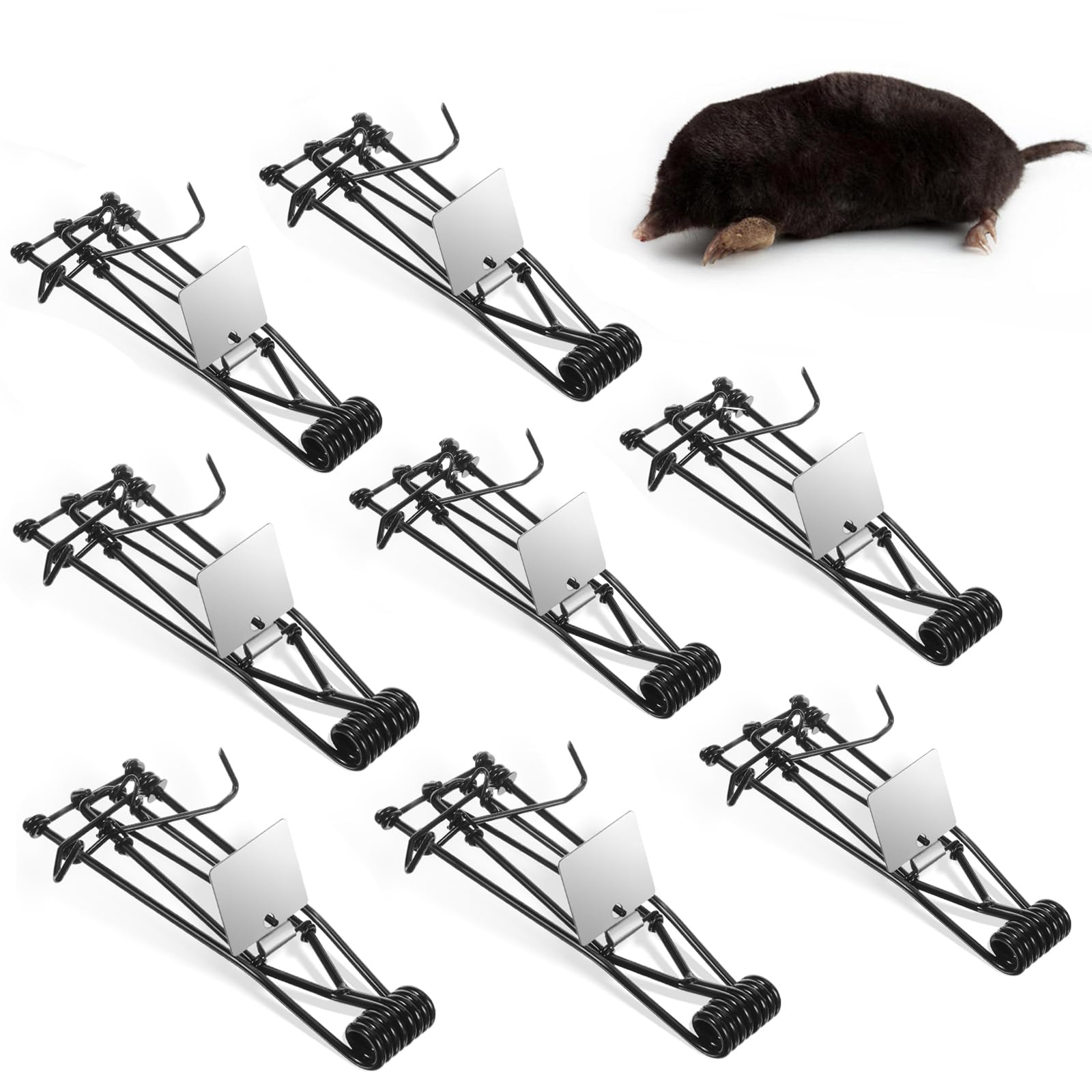 ZLieatmp 8-pack mole gopher traps set along active runways for proactive lawn protection.
