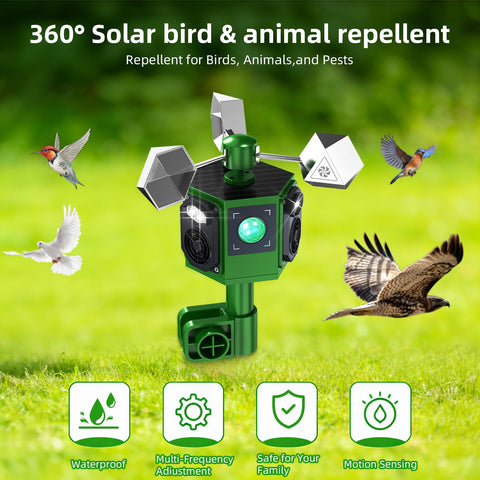 ZLieatmp bird repellent ultrasonic modes dial illustrates customizable protection.
