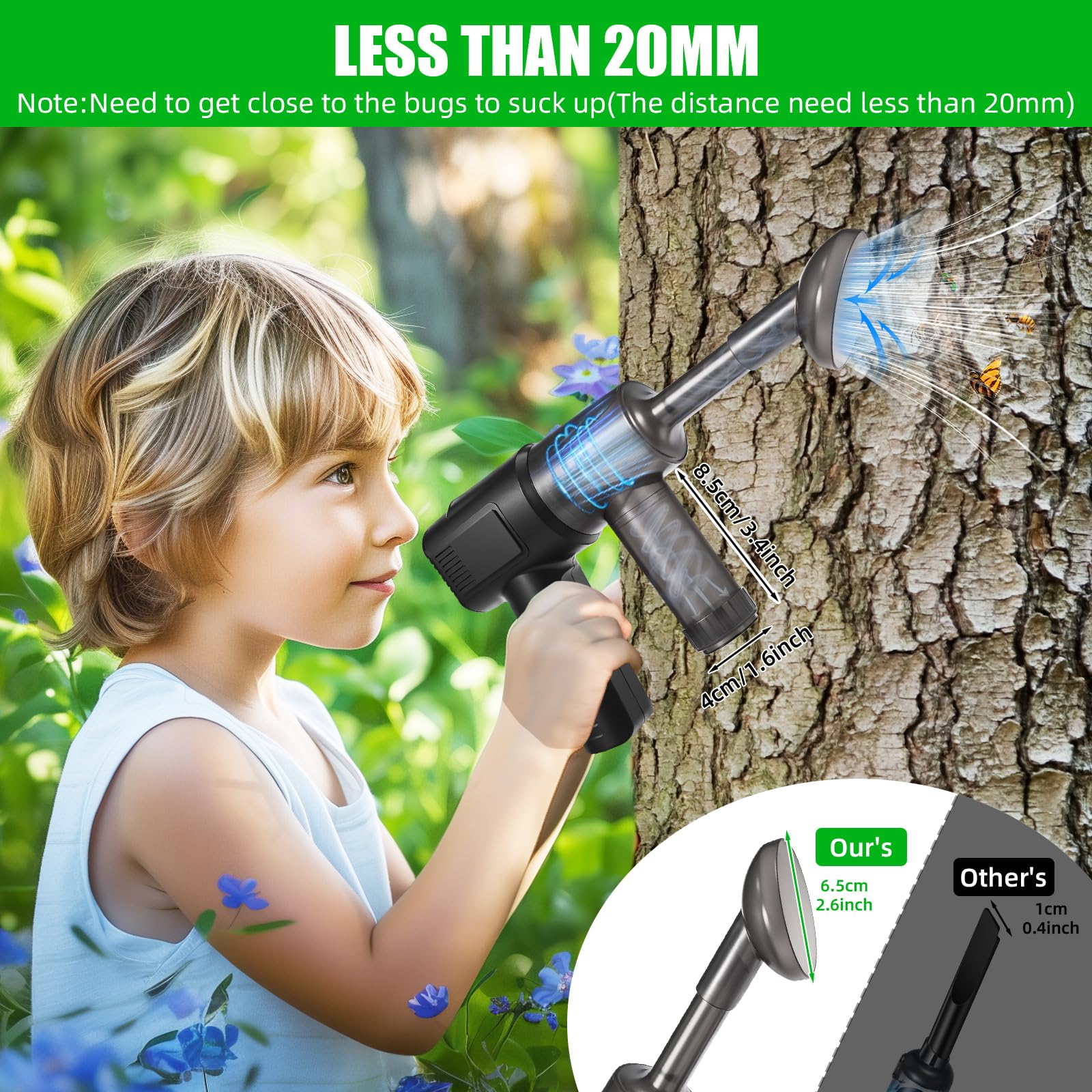 ZLieatmp bug vacuum supports both blow and suck functions for versatility.