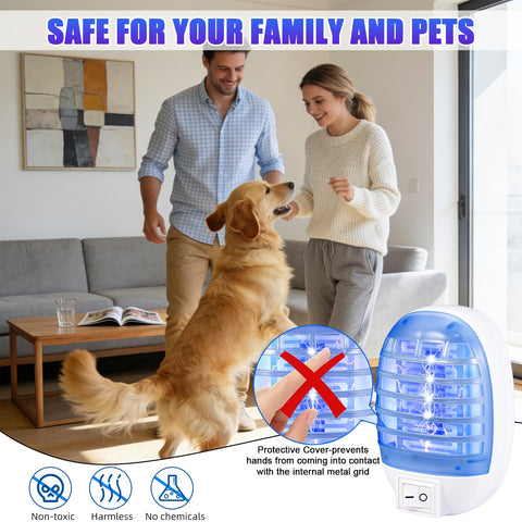 ZLieatmp bug zapper uses blue light lure to attract pests in kitchen or office.