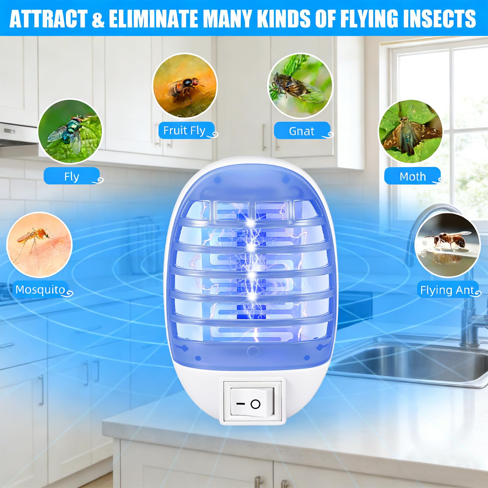 ZLieatmp bug zapper compact design blends into bedrooms and offices.