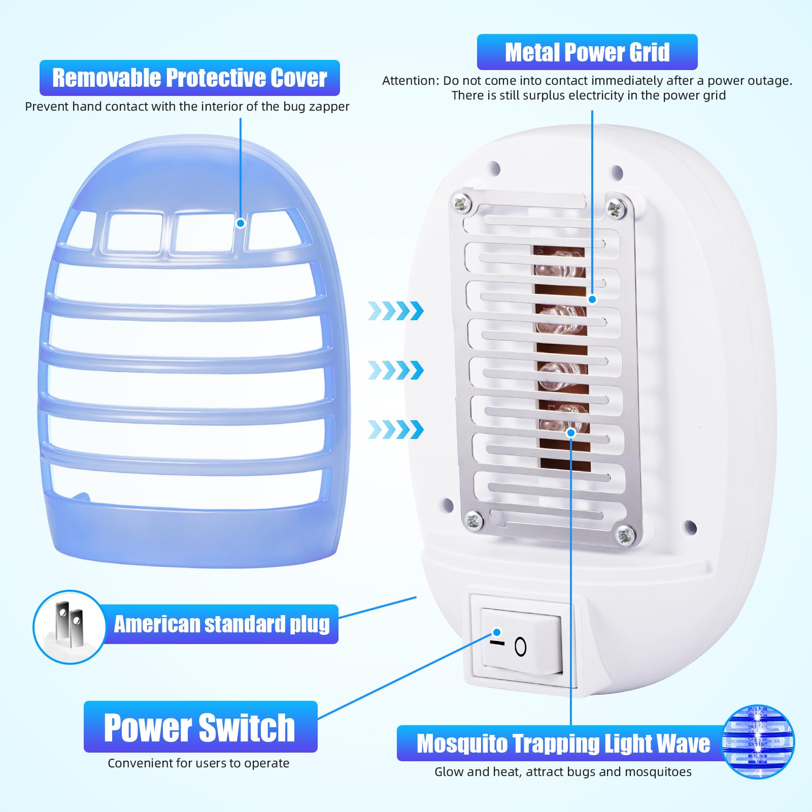 ZLieatmp indoor plug-in bug zapper mounted on wall for easy placement.