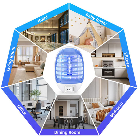 ZLieatmp bug zapper placed in kitchen with blue glow for continuous control.