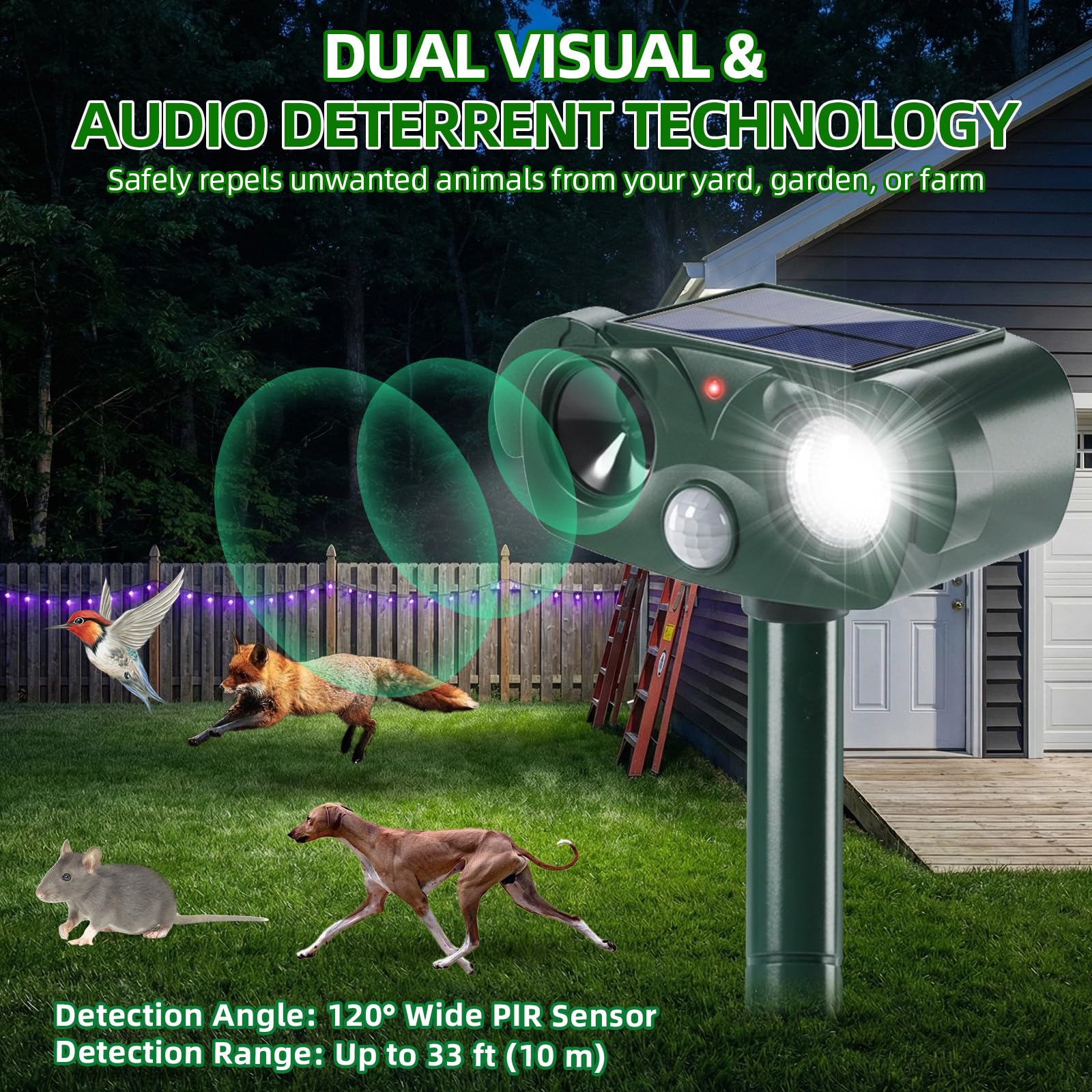 ZLieatmp motion detection with 25-33 ft range for yard protection