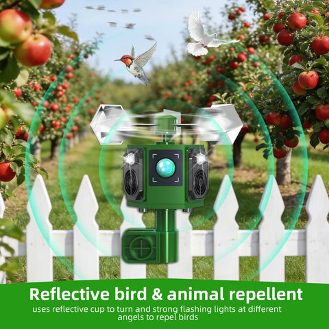 ZLieatmp garden use in action deters birds while blending with landscaping.