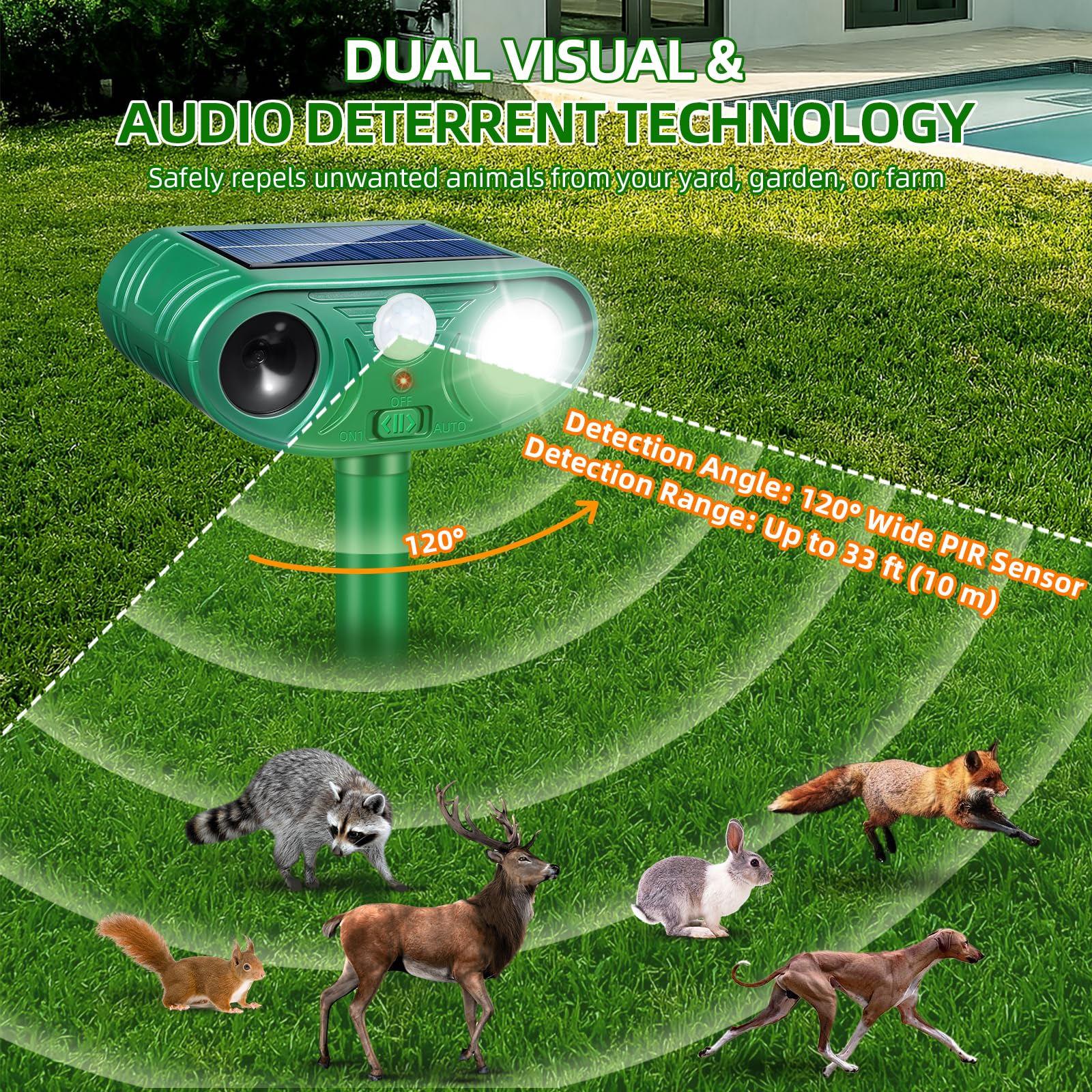 ZLieatmp LED cat deterrent outdoor reduces stray visits and protects yard