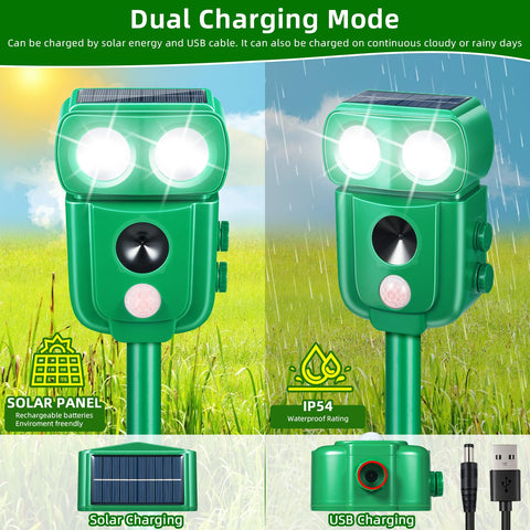 ZLieatmp LED flashing light deters raccoons at night.
