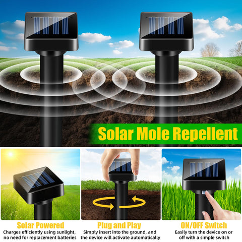 ZLieatmp mole-vole deterrent protects lawns by emitting low-frequency pulses.