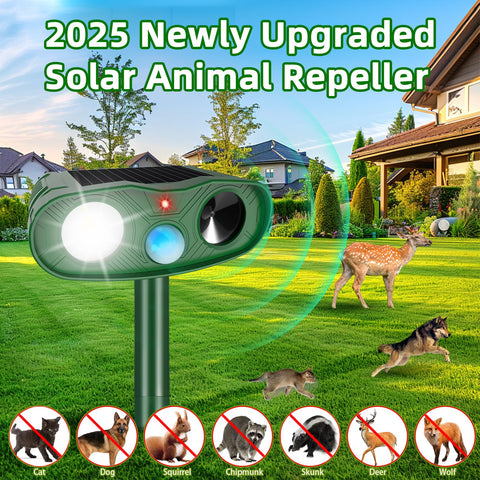 ZLieatmp motion sensor deterrent triggers ultrasonic and LED strobes