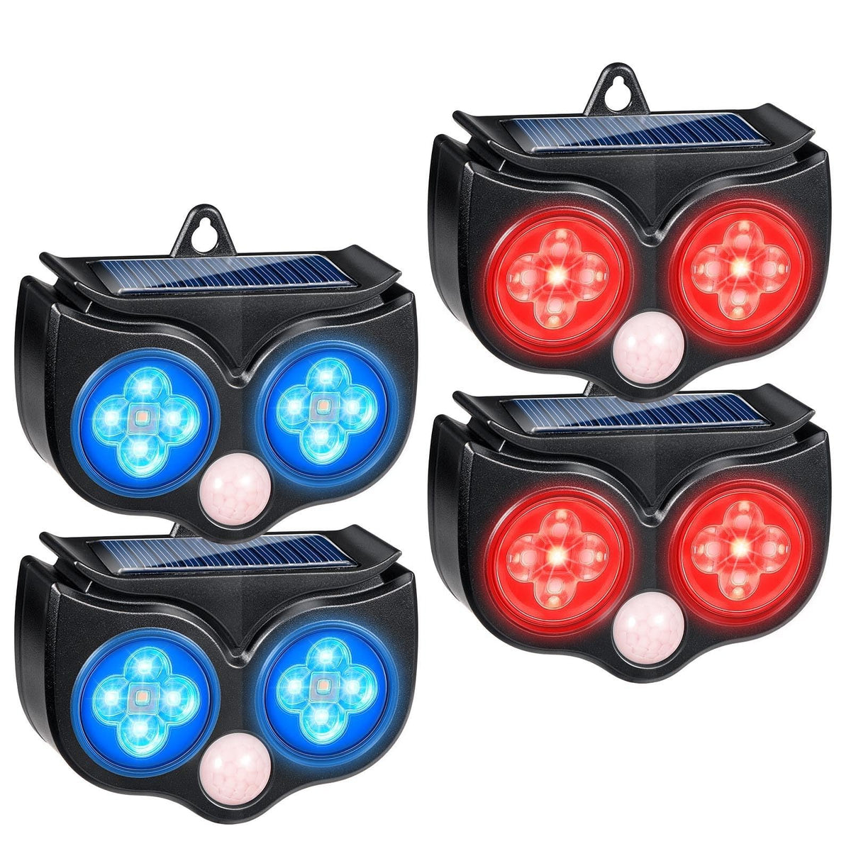 ZLieatmp predator lights four-pack for outdoor deterrence around coops.