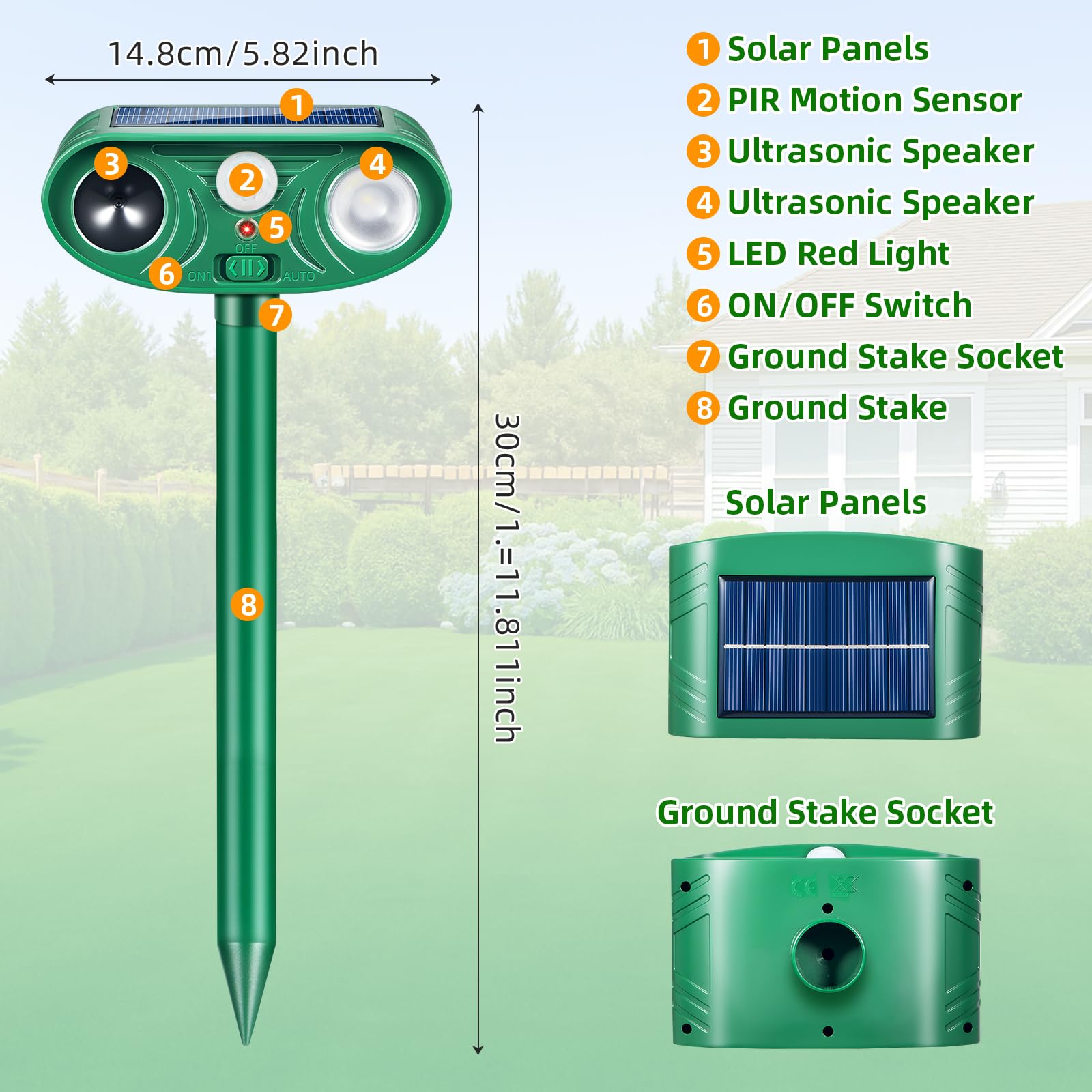 ZLieatmp solar animal deterrent LED indicator shows active deterrence at night.