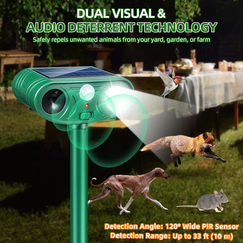 ZLieatmp solar animal deterrent side view highlights rugged waterproof housing.