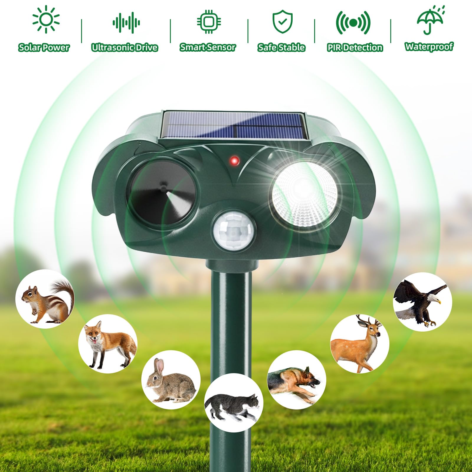 ZLieatmp solar animal repellent motion sensor activation protects your garden