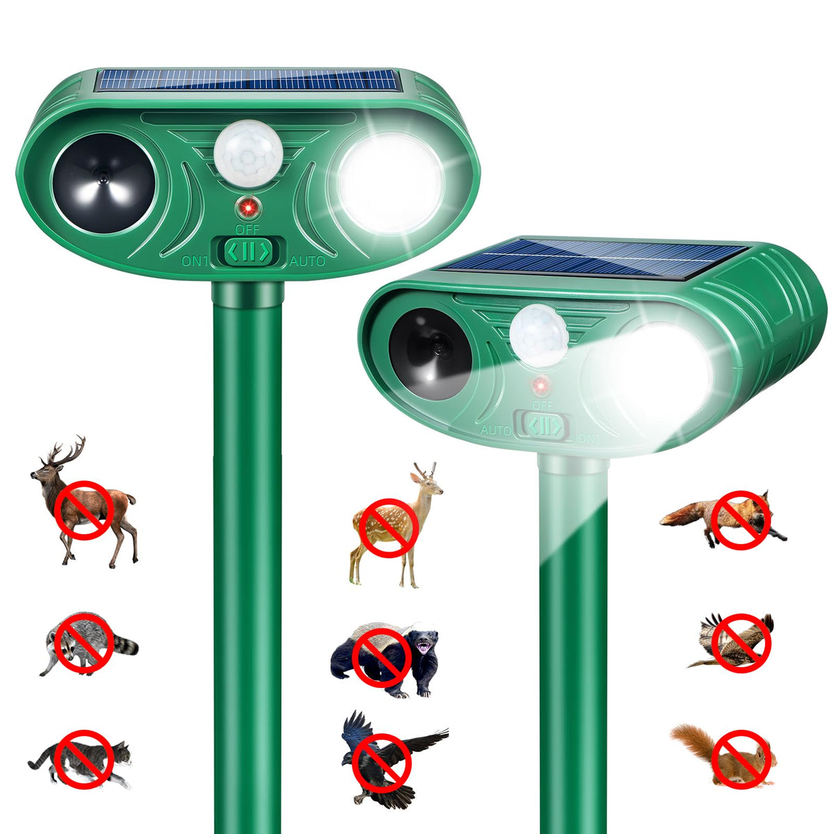 ZLieatmp solar animal repellent outdoor 2-pack protecting gardens with weatherproof panels