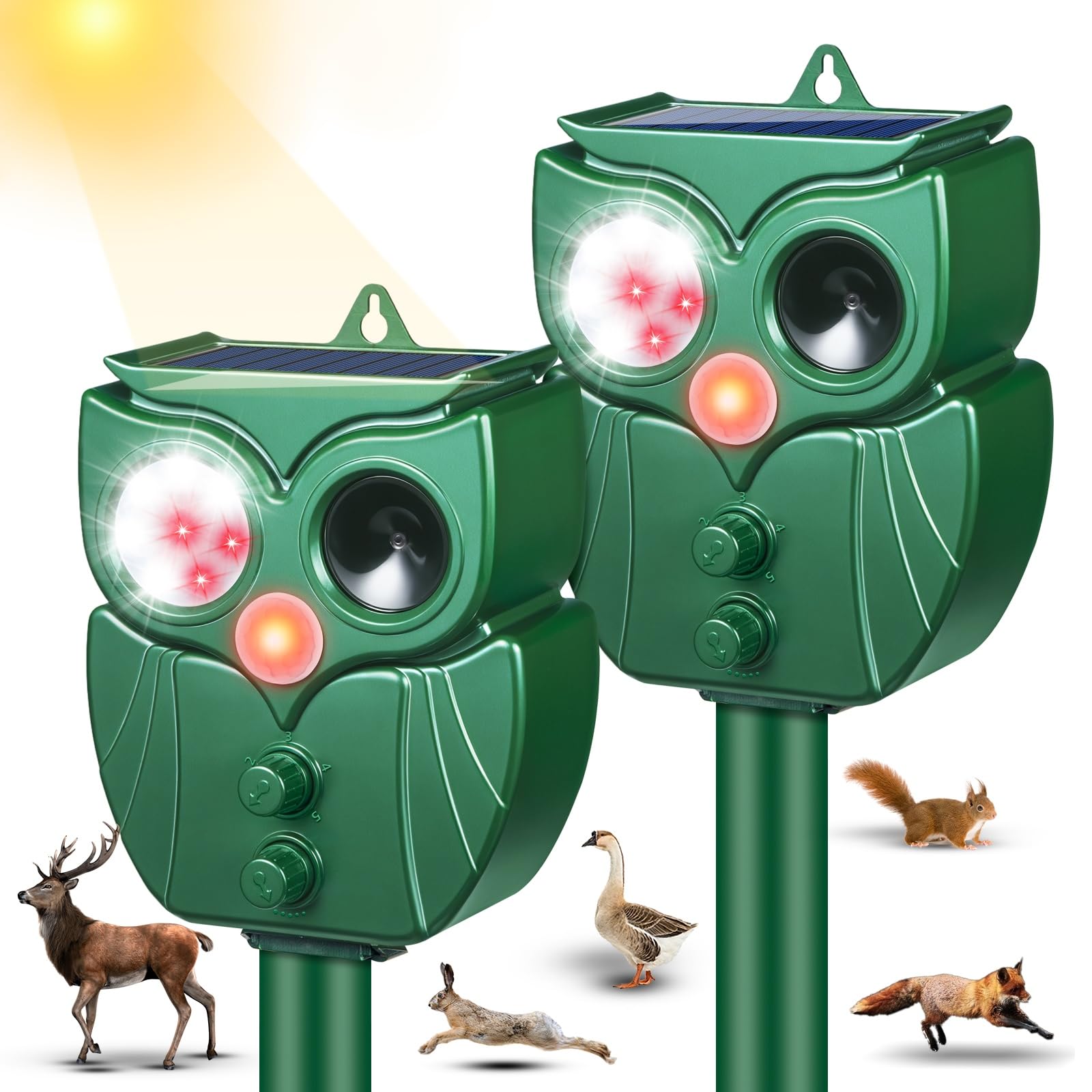 ZLieatmp solar animal repeller with outdoor PIR motion sensor deters roaming wildlife.