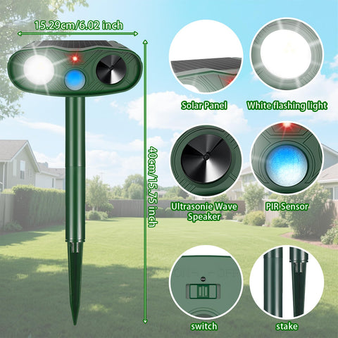 ZLieatmp solar animal repeller powers outdoors for year-round protection