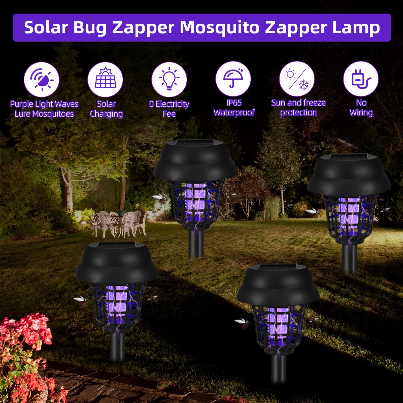 ZLieatmp solar bug zapper 4-pack defends your yard perimeter