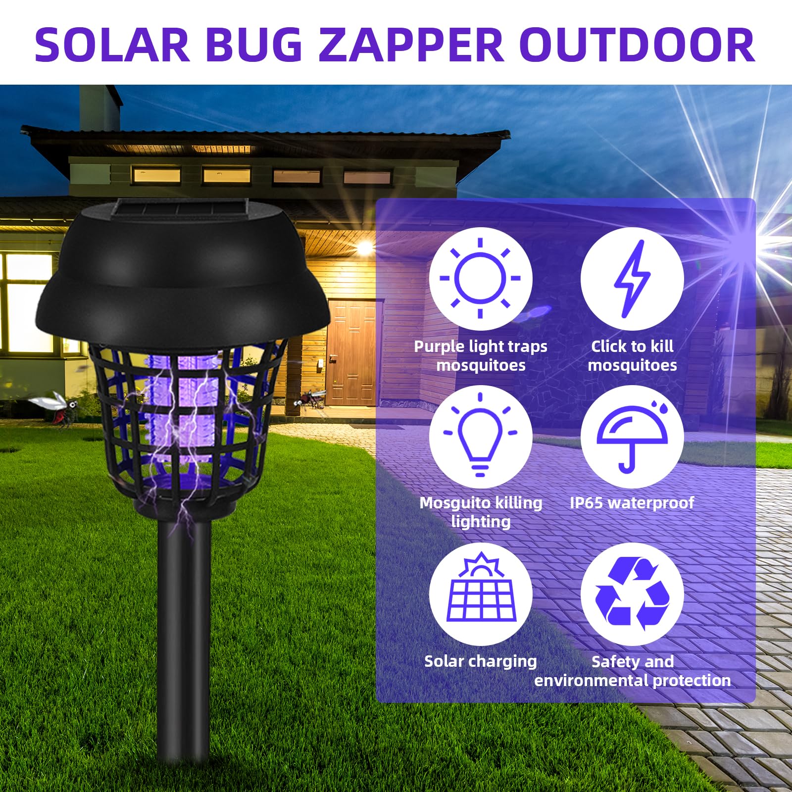 ZLieatmp solar bug zapper easy cleaning with hose after use