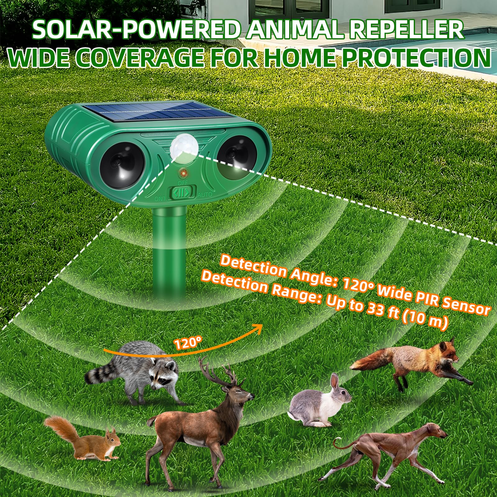 ZLieatmp solar cat deterrent yard device keeps cats away from plants.