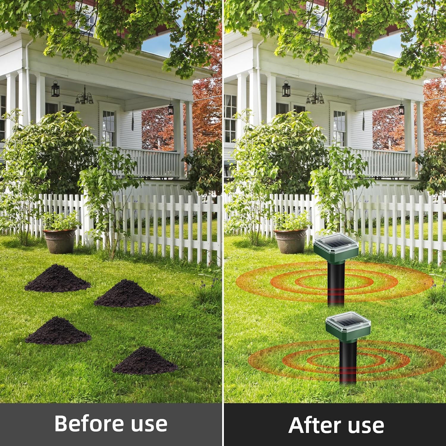 ZLieatmp solar deterrent stake protects yards from gophers and voles