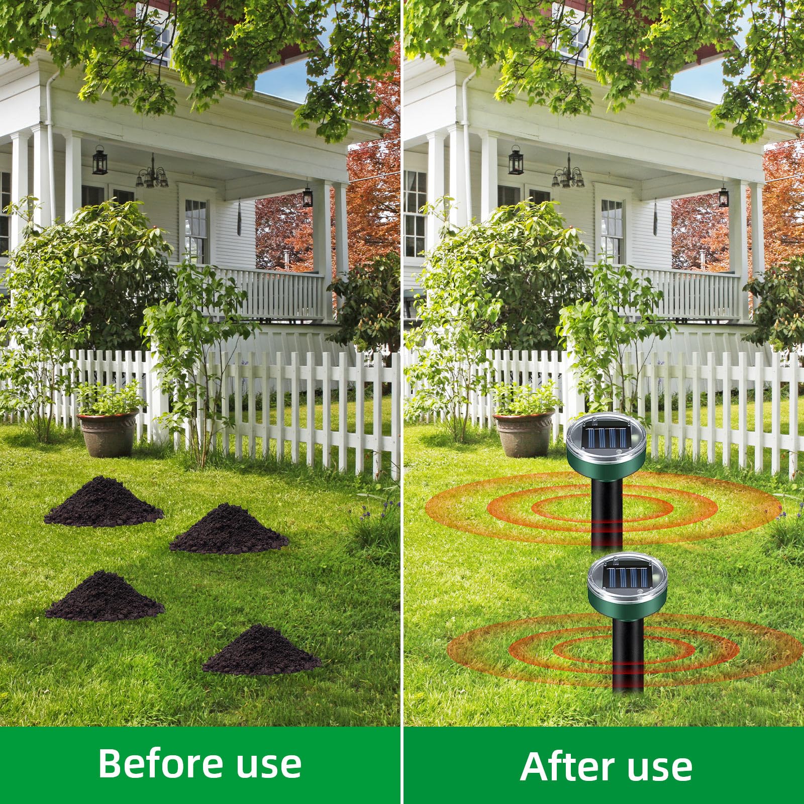 ZLieatmp solar-powered mole deterrent stakes easy to install in dense soil.
