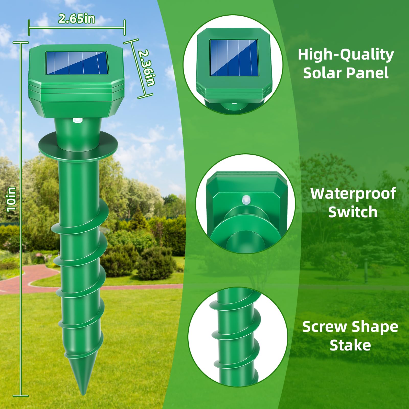 ZLieatmp solar-powered mole repellent panel provides weatherproof outdoor pest protection.