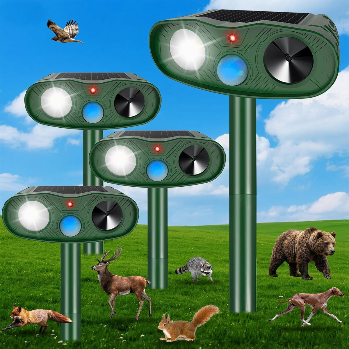 ZLieatmp ultrasonic cat repellent device in the garden protects plants from intruders