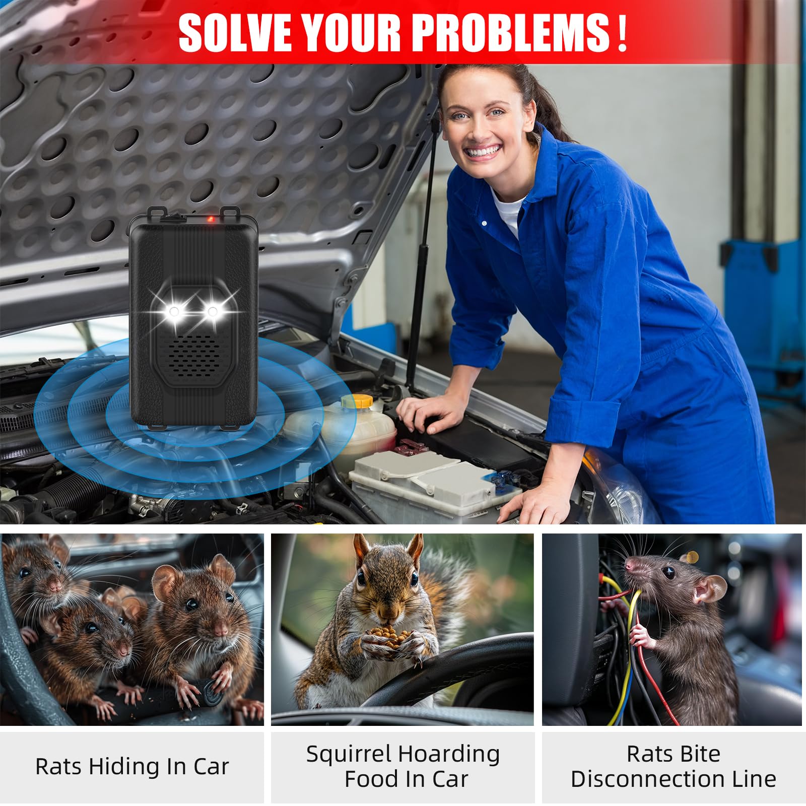 ZLieatmp ultrasonic deterrent installation for quick setup in car or garage.
