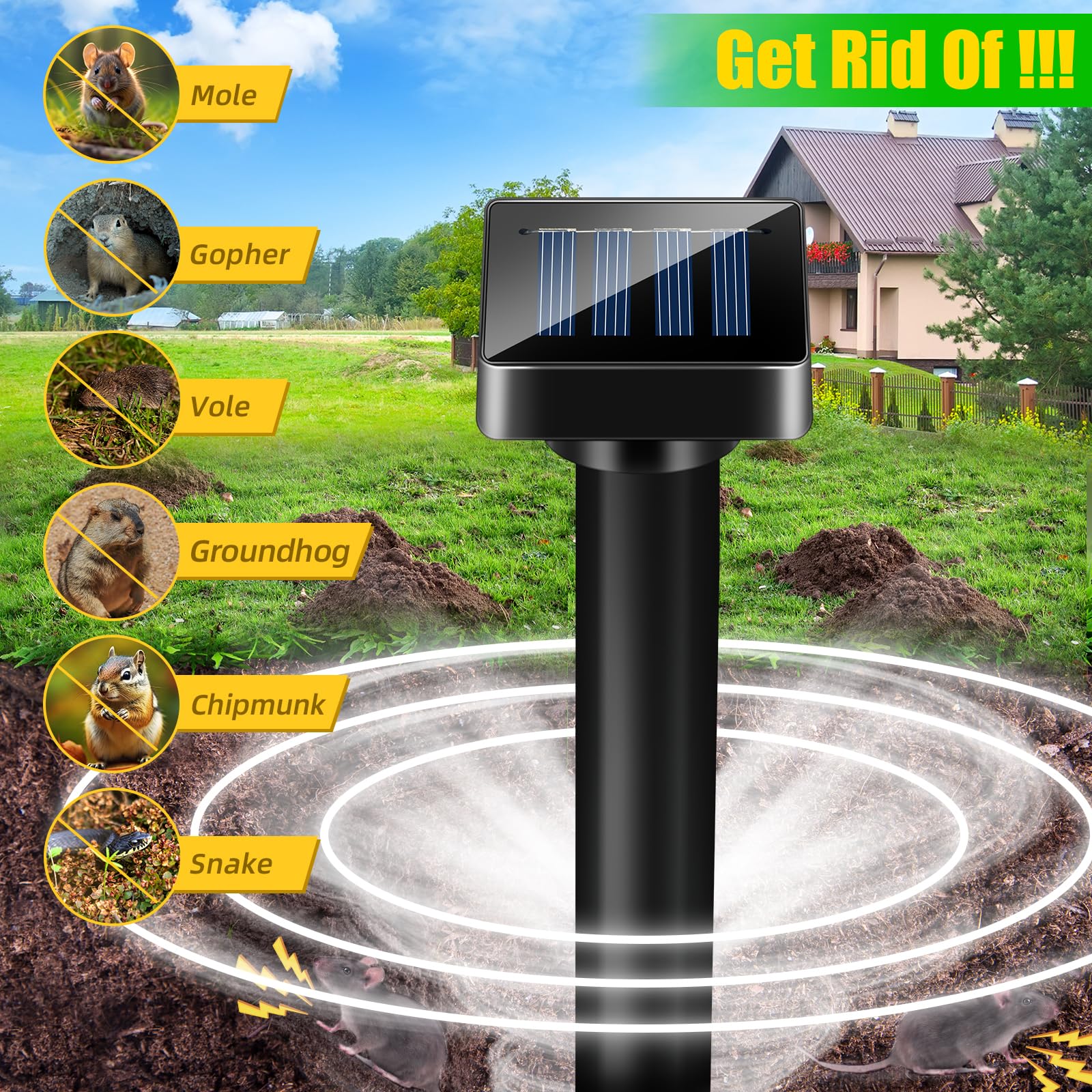ZLieatmp ultrasonic snake repellent outdoors creates a safer yard environment around plants.