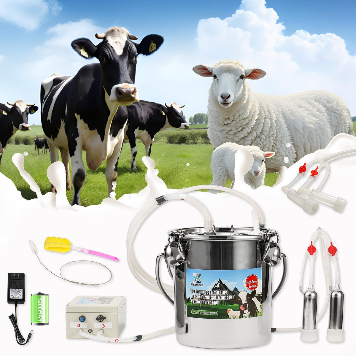 Zlshmoee 3L milker for goats and cows enhancing efficiency during milking.