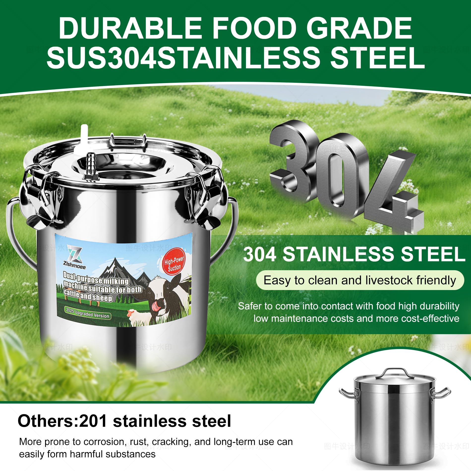 Zlshmoee portable milker with built-in rechargeable battery on the farm.