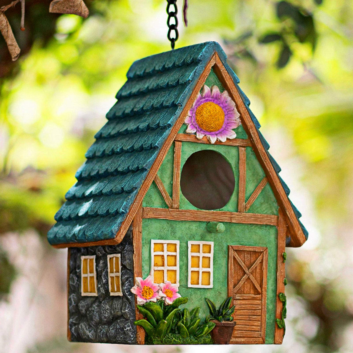 ZLSZTMI outdoor blue bird house front view, ideal for attracting bluebirds.