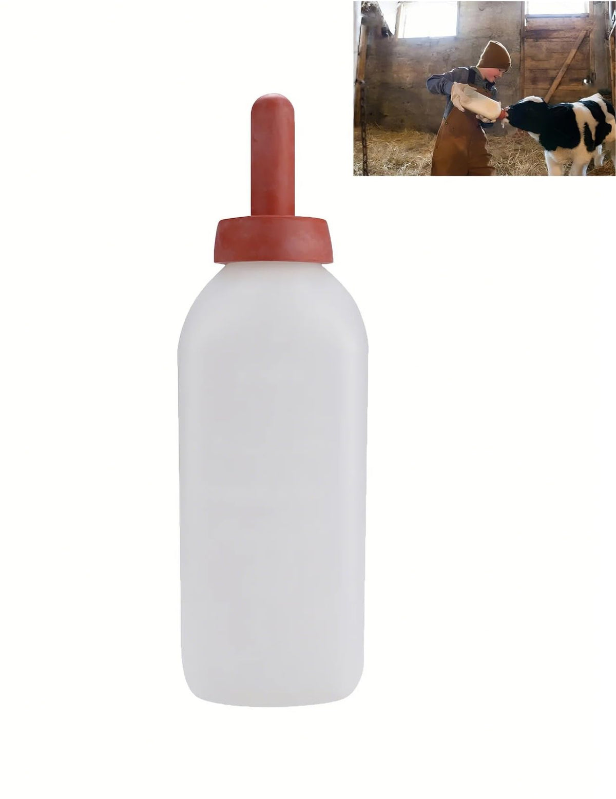 ZLXHDL Calf Bottle with Nipple shows 2 Qt capacity for extended feeding sessions.