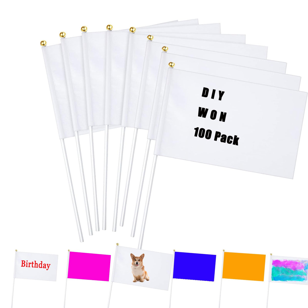 ZLY white flag blank on-stick for easy DIY party markings