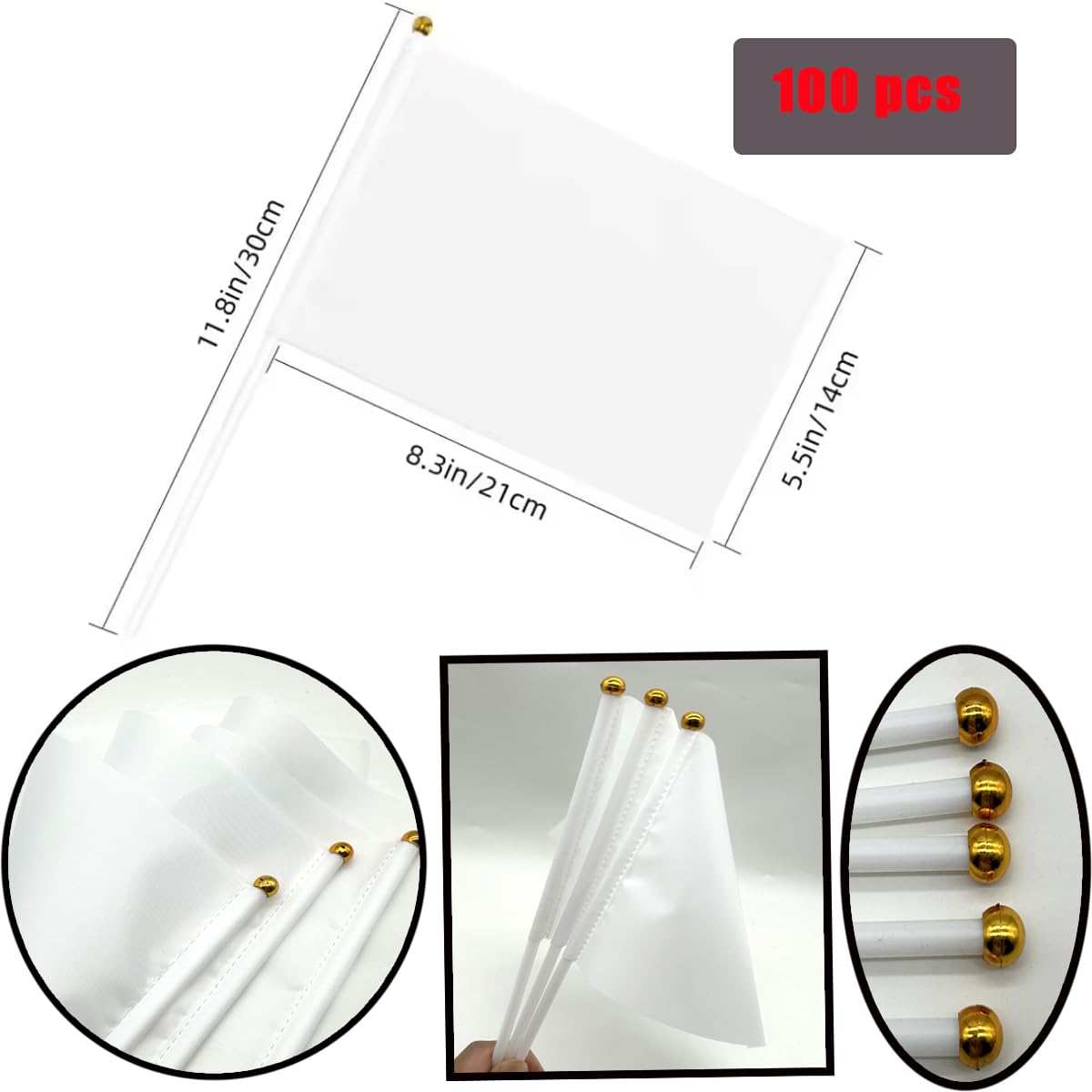 ZLY white flag mini on-stick for simple festive decor