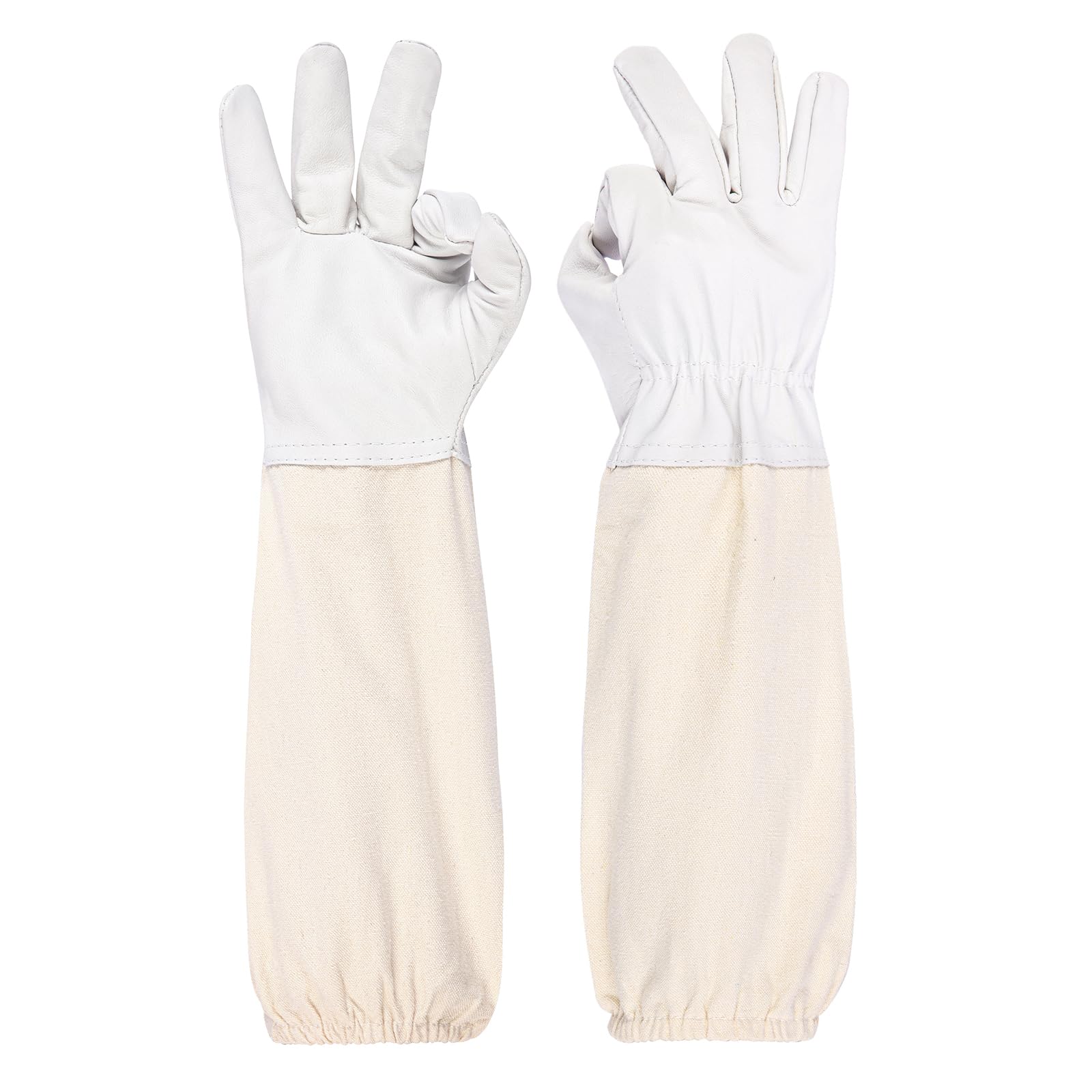 ZMHBKPS beekeeping gloves packaging highlighting durability and ready protection.